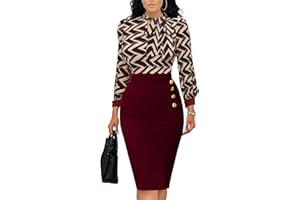 ZONJIE Church Dress for Women Elegant Long Sleeve Wear to Work Business Professional Midi Pencil Party Bodycon Dress
