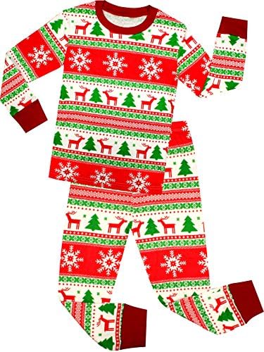 Girls and Boys Santa Christmas Pajamas Children Cotton Clothes Kids Pjs Size 5 Years