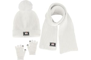 OPENFLY Kids Winter Beanie Hat Scarf Gloves Set for 2-7 Years Old Boys Girls Winter Knit Warm Fleece Lined Kids Hat Scarf Gloves Set