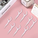 Medo 100 Pcs Dental Floss Picks 2 in 1 Portable Toothpicks White view 2
