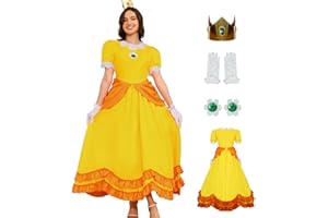 PAINEOMN Princess Dress for Women Halloween Princess Cosplay Costume Crown Earrings Gloves Set Adult Fancy Dress Suit