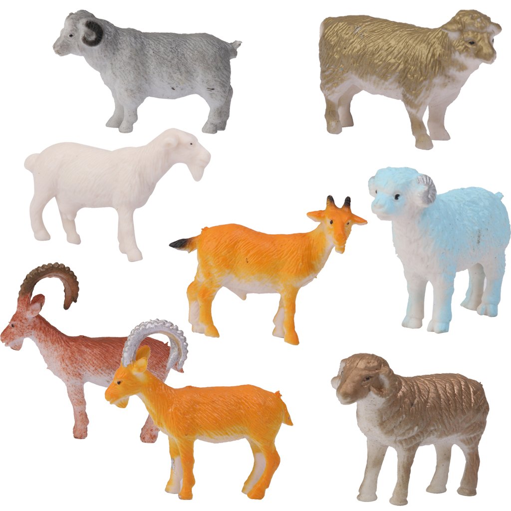 Spograde Plastic Sheep Farm Yard Animal Model Toy Gift 8pcs MultiColor