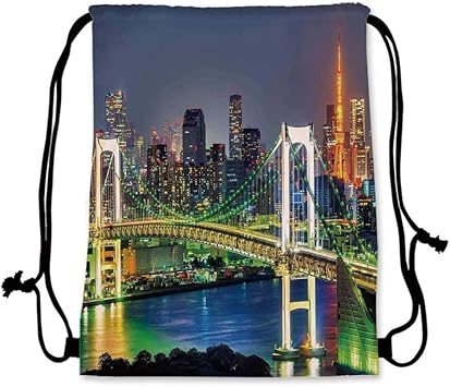 Amazon Com Landscape Practical Drawstring Bag Tokyo Skyline