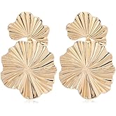 coadipress Gold Leaf Earrings Dangle Earring for Women Bohemian Plant Leaf Drop Dangle Earrings Cute Metal Flower Earrings Gold Elegant Flower Earrings Fashion Statement Jewelry