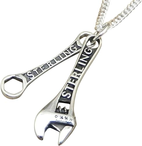 Amazon メンズ ネックレス シルバー モンキーレンチ スパナ 工具 アクセサリー シルバーネックレス シルバー925 メンズネックレス ペンダント メンズアクセサリー 太め2 8mm喜平チェーン付き ネックレス 通販