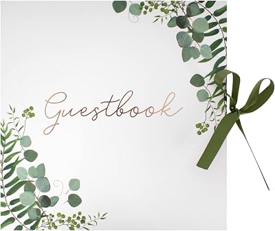 RSW Perfect Day Wedding Guest Book Green Floral Ribbon Close