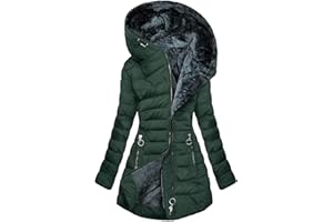 cllios Women's Warm Winter Jackets Fleece Lined Parka Coat Thermal Hooded Jacket Outdoor Outerwear Ski Snow Jacket Plus Size