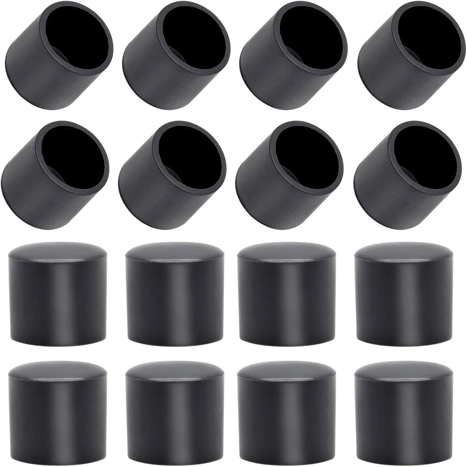 Amgiimor 48Pcs 1/2 Inch Black Table Chair Leg Tips Caps Anti-Slip Round Furniture Feet Pads PVC Plastic Covers Tile Floor Protectors