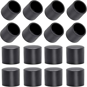 Amgiimor 48Pcs 1/2 Inch Black Table Chair Leg Tips Caps Anti-Slip Round Furniture Feet Pads PVC Plastic Covers Tile Floor Protectors