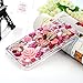 Mavis's Diary iPhone X Case, Full Edge Protective Plastic Case, 3D Handmade Crystal Clear Bling Diamonds Shiny Rhinestone Hard PC Cover for iPhone X Edition (Rose Florals)