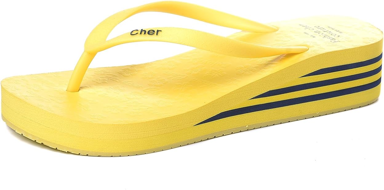 yellow platform flip flops