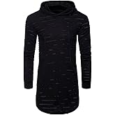 COTTORY Men's Pullover T-Shirt Hipster Hiphop Hoodied Long Sleeve Sweatshirts