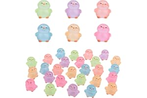 30pcs Glow in The Dark Mini Resin Penguins, 6 Colors Luminous Tiny Penguin Micro Fairy Garden Landscape for Dollhouse
