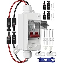 Disjoncteur Solaire CC 4 Broches 32A 1500V - Interrupteur Principal PV étanche IP66 - Pour Installation Panneaux Solaires Disjoncteur Panneau Solaire