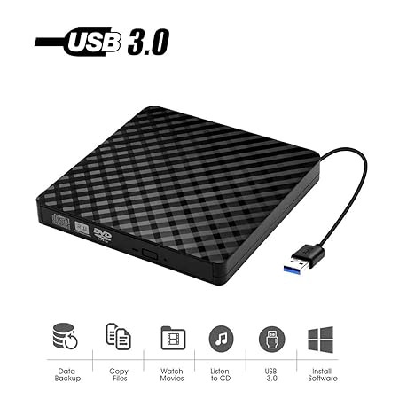 SEPAL USB 3.0 External DVD Writer Burner Portable CD DVD +/-RW Optical Drive for Laptop Desktop and PC