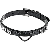 ADEMISHIA Black Heart O-ring Choker Necklace For Women, Cute Pink Little Letter Leather Collar For Women, Adjustable Fashion Jewelry