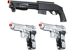GoldenBall Airsoft Pump Spring-Powered Shotgun and Dual Bereta Pistols Starter Kit (Black)
