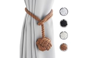 Baeymonkay Curtain Tiebacks 2 Pack, Curtain Ties, Curtain Holders for Wall Drapes, Curtain Holdbacks, Curtain Tie Backs for Curtains Pull Backs, Drapery Tiebacks, Outdoor Brown Curtain Rope Tiebacks