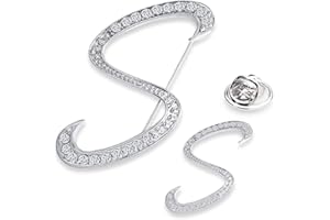 SINNKY A-Z Woman’s Letter Initial Brooch Pins, Silver Clear Crystal Rhinestone Breastpins Letter Stocking Pins 2size/package