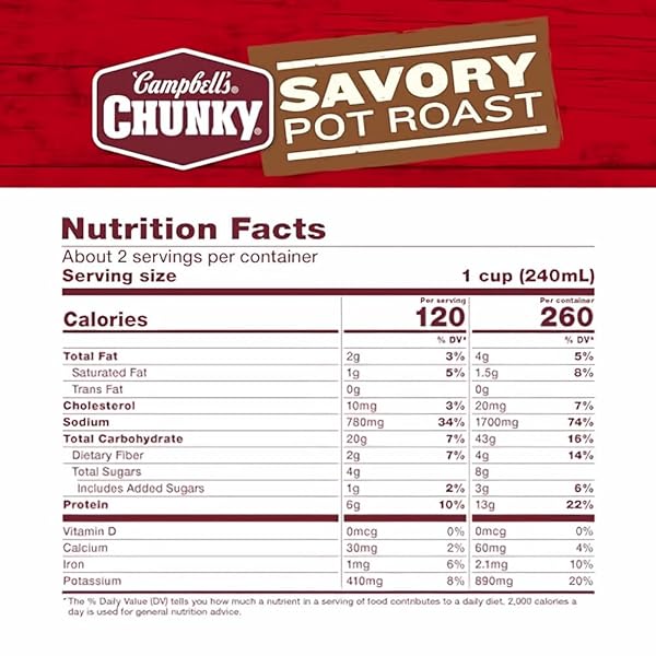 CAMPBELL’S CHUNKY SOUP, SAVORY POT ROAST SOUP, 18.8 OUNCE CAN