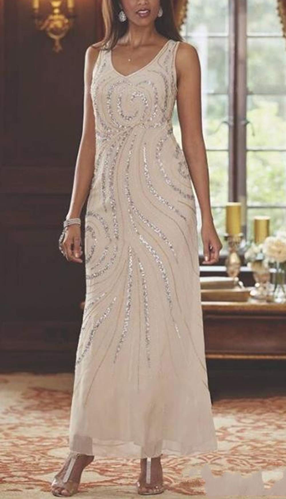 Fitty Lell Women's Elegant Champagne Chiffon Mother of The Bride Groom