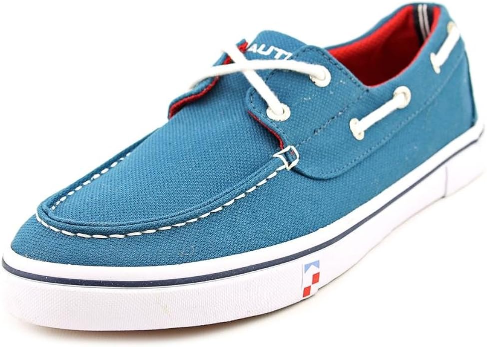 blue canvas boat shoes
