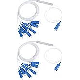 SC UPC 1×8 Singlemode PLC Fiber Optic Splitter 1:8 0.9mm G657A1 Fiber Pigtail for Fiber Optical Communication System (2-Pack)