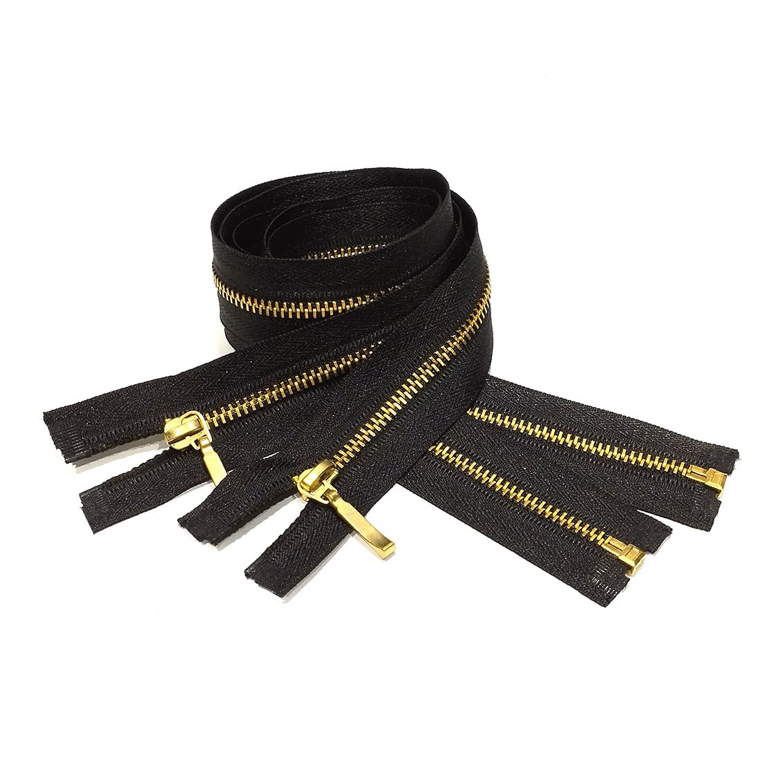 2 Units/Open Metal Zippers, Available in Maya 3# and 5#, Zipper for Sewing, Black, Gold, Measures, for Sewing on Clothes (3# 75cm 2u, 999)