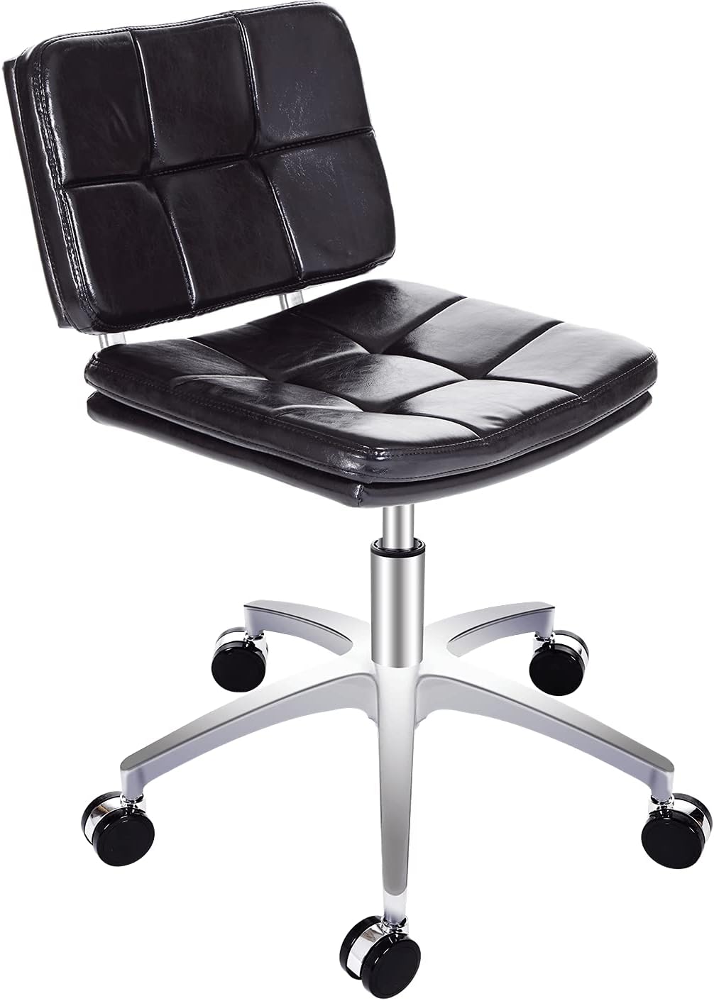 REMWELL Square Seat Rolling Stool Adjustable Swivel Chair for Clinic Medical Spa Beauty Hair Salon Home Office Kitchen with Wheels（Black, with Backrest）: Kitchen & Dining