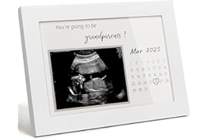 HAMUIERS Pregnancy Announcement Frame, Sonogram Picture Frame, Baby Announcement Sign, Surprise Baby Reveal Ideas, First Time Grandparents Gift, White