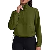 YIPINK Cropped Sweatshirt for Women Workout Tops Soft Pullover Half Zip Long Sleeve with Drawstring Pockets Casual
