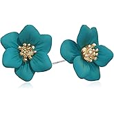 GPASTG Bohemian Tiny Daisy Flower Dangle Drop Earrings Boho Matte Painted Metal Floral Stud Earring For Women Lover and Friends