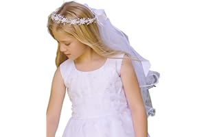 GIRLS FIRST COMMUNION VEIL CORDED ROSEBUDS W/ BEAD ACCENTS & SATIN RIBBON Swea Pea & Lilli Communion Veil for Girls - White First Communion Corded Rosebuds w/Bead Accents & Satin Ribbon