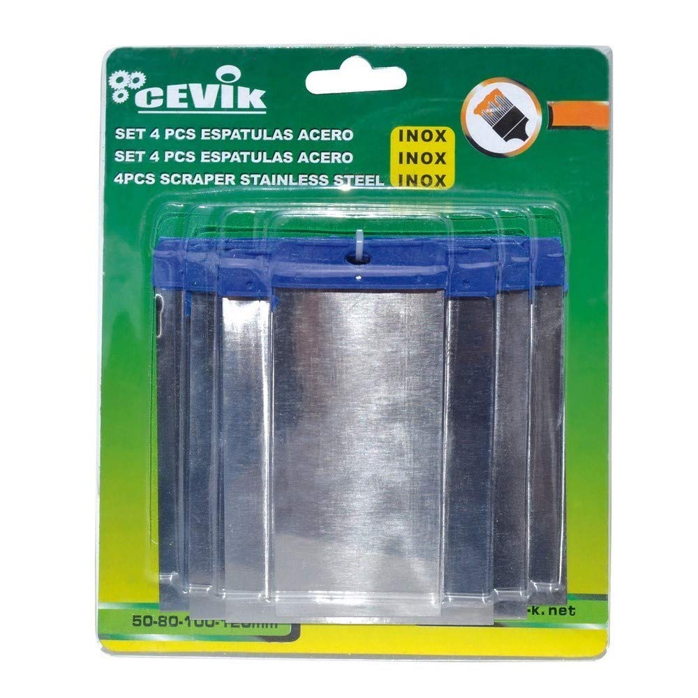 cevik ce-2240 – Hand Tool Set 4 Spatulas Masking 50/80/100/120 mm. Stainless Steel