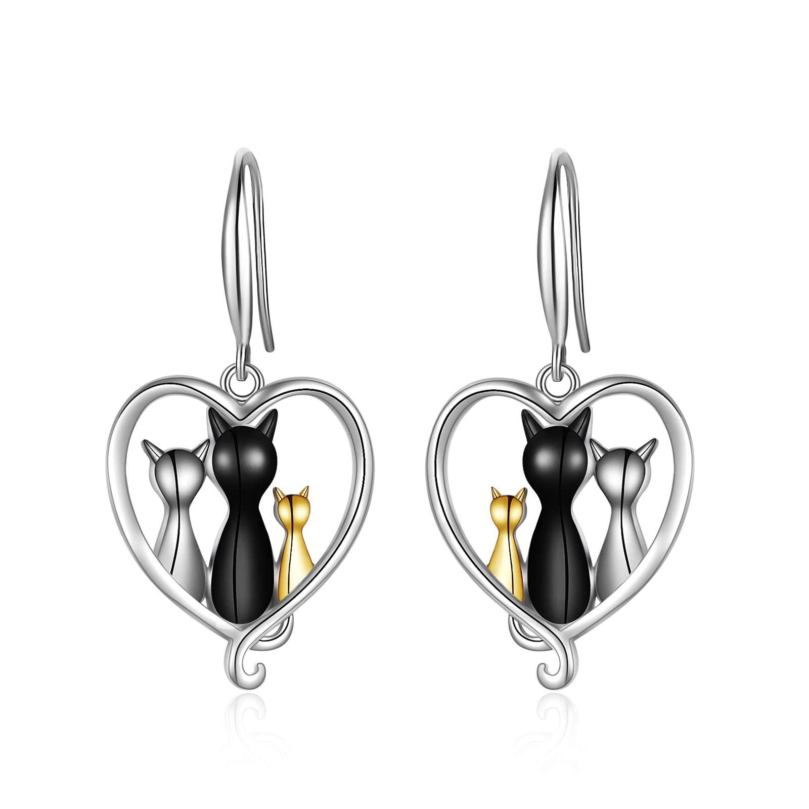 Cat Earring for Women 925 Sterling Silver Cat Drop Earrings Cats Jewellery Gifts for Women
