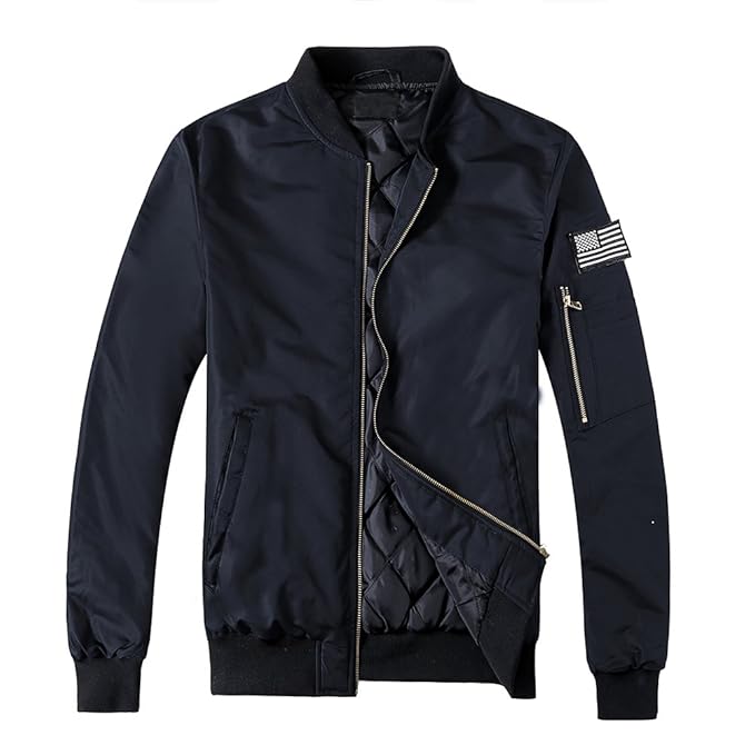 men's quilted patch bomber jacket