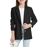 EXARUS Girls Blazer Jacket Long Sleeve Teen Notched Collar/Lapel Collar with Pocket Open Front Casual Kids Blazers Suit