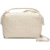 Honikoo Woven Crossbody Bags for Women Handmade Woven Purse Shoulder Bag Small Handbag PU Leather Purses Bag