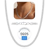 Jewlpire 18K Gold Plated 925 Sterling Silver Rope/Cuban/Paperclip/Herringbone Chain Necklaces for Women, Hypoallergenic Women's Chain Necklaces 16+3 Inch