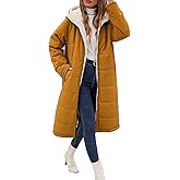 Wiepux Womens Winter Coat Long Coats Sherpa Fleece Quilted Puffer Jackets with Hood Zip Warm Thicken Outwear