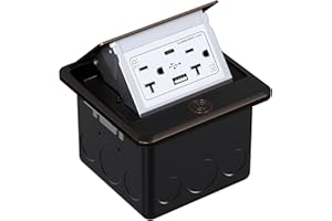 WEBANG Pop Up Floor Outlet Box with 20 Amp Tamper-Resistant Type A & Type C USB 5V/5.0A Recepatacle Outlet, Corrosive Resistant Hardware, ETL Listed, Oil Rubbed Bronze