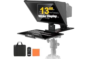 Desview P13 Portable Teleprompter for Camera Compatible with 12.9" Tablets Wireless Remote Control Foldable Sun Hood Lightweight (1.7kg) for Video Recording Vlogging Live Streaming