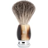 M&Uuml;HLE VIVO Brown Horn Pure Badger Shaving Brush - Luxury Shave Brush for Men, Rich Lather