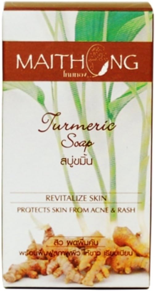 Turmeric The Soap Bar Natural Maithong 100g Herbal Soap Spa Acne Facial Face Body Wash Skin Care Revitalize
