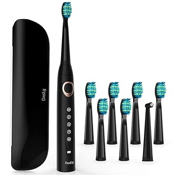 Electric Toothbrush Dentist Recommended Smart Sonic Toothbrush With 5 Modes 8 Dupont Brush Heads Travel Case Included Usb Fast Charging Black