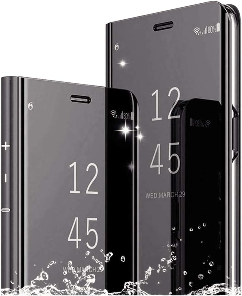 DAYNEW for Xiaomi Redmi Note 6 Pro Case Cover,Mirror Smart Flip Cover Stand Function Plating Ultra Slim Fit Makeup Practical Protective Case For Xiaomi Redmi Note 6 Pro-Black