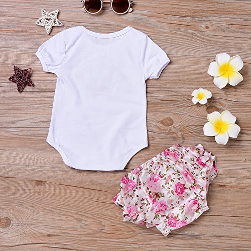 Sweet Newborn Baby Girls Crown Romper+Floral Ruffles Shorts Outfits Clothes Set (L(12-18M))