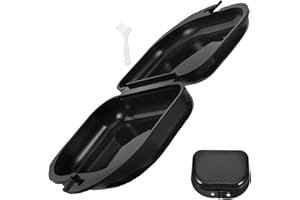 Artibetter Portable Mouth Guard Denture Case with Cleaning Brush and Cleaning Tablets, Black Plastic Retainer