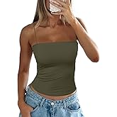 Darong Women's Tank Tops with Built-in Bra Spaghetti Straps Crop Tank Top Summer Y2K Going Out Sleeveless Cami Shirt