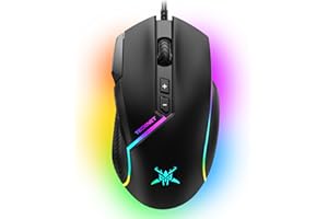 TECKNET Wired Gaming Mouse, 12,800 DPI with Optical Sensor, 8 Programmable Buttons, 13 RGB Backlit Modes, Ergonomic Design, C